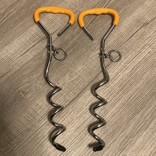 2 Steel Large Swivel Dog Tie Out Stakes 16 L x 3.75 W in. For Small-Medium Breed