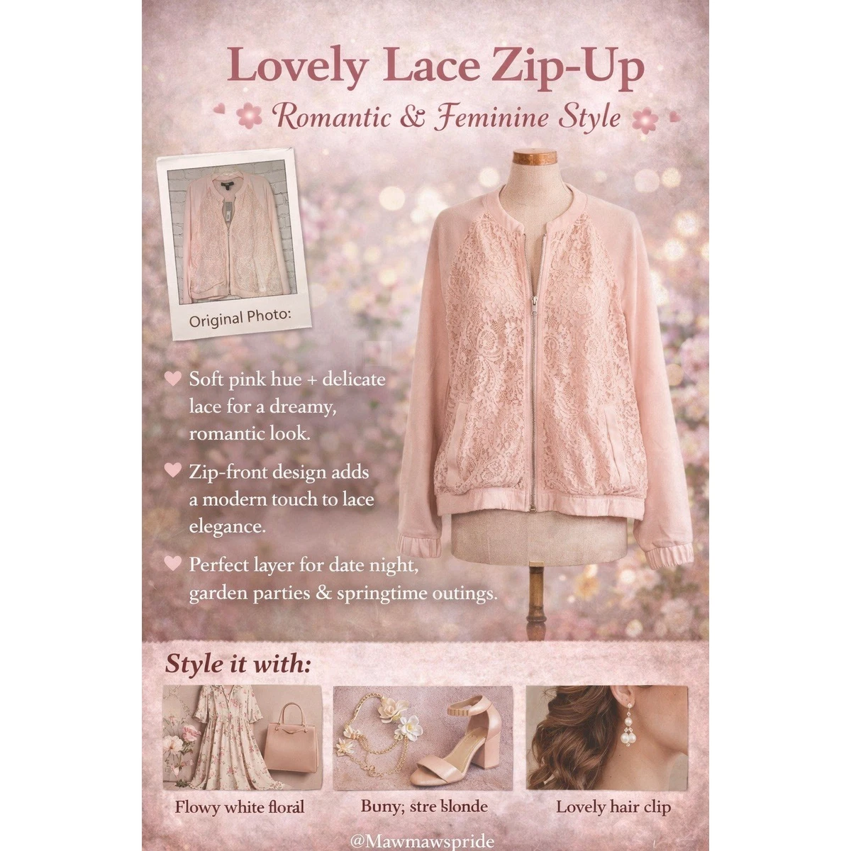 rose pink lace dress Pink Straps A-Line Wedding Guest Dress, Pink / M main image 1