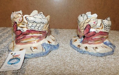 Heavenly Light Angel Tea Light Candle Holder Blue Sky Pottery & Heather Goldminc