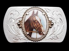 MI07114 REALLY NICE VINTAGE 1970s  HORSE  BELT BUCKLE