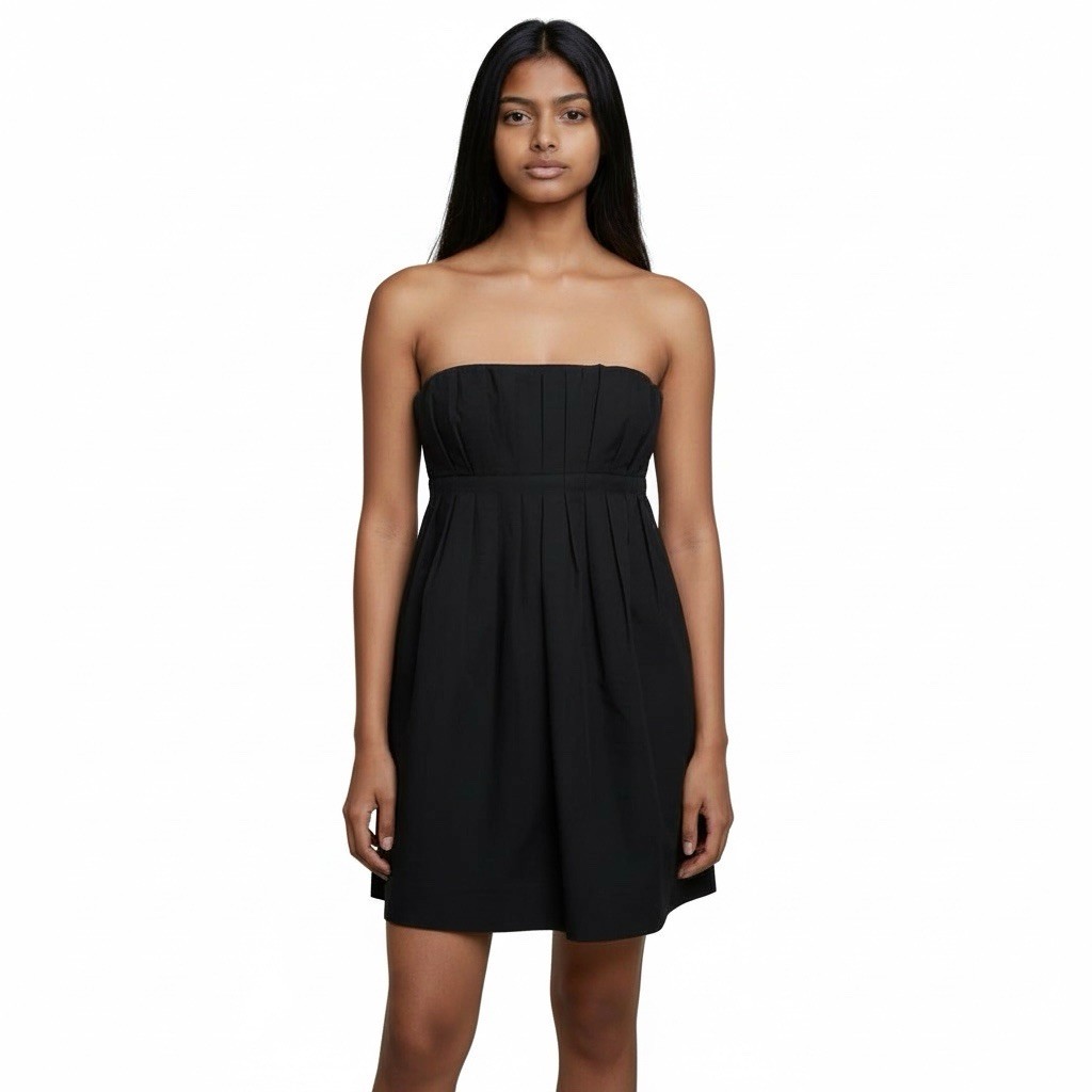 BCBGeneration Black Pleated Bodice Strapless Cock… - image 1