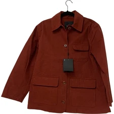 Massimo Dutti Womens Jacket Size M Red Rust Button Front Pockets 6736/991 NWT