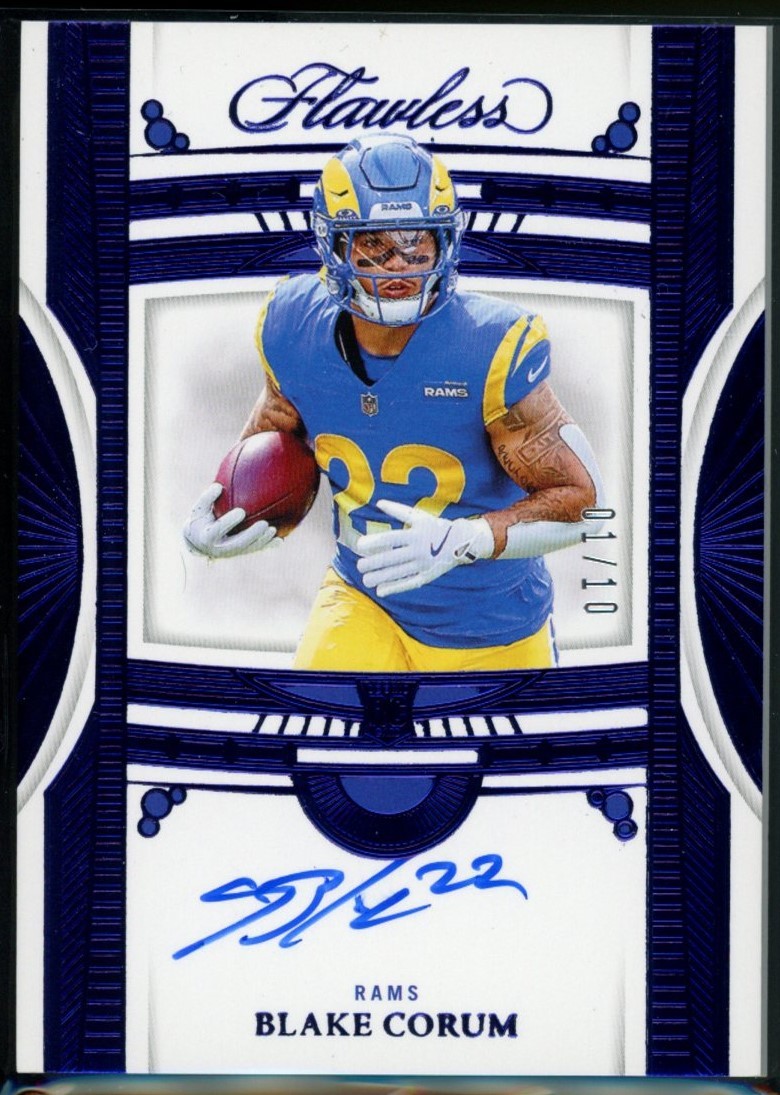 Blake Corum Panini Flawless Rookie Debut Signatures #RDSBCM Sapphire