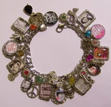 Classic Bob Dylan Inspired Charm Bracelet Hand Crafted Glass Dome