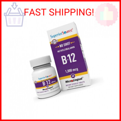 Superior Source No Shot Vitamin B12 Methylcobalamin 1000 mcg, Quick Dissolve Mic