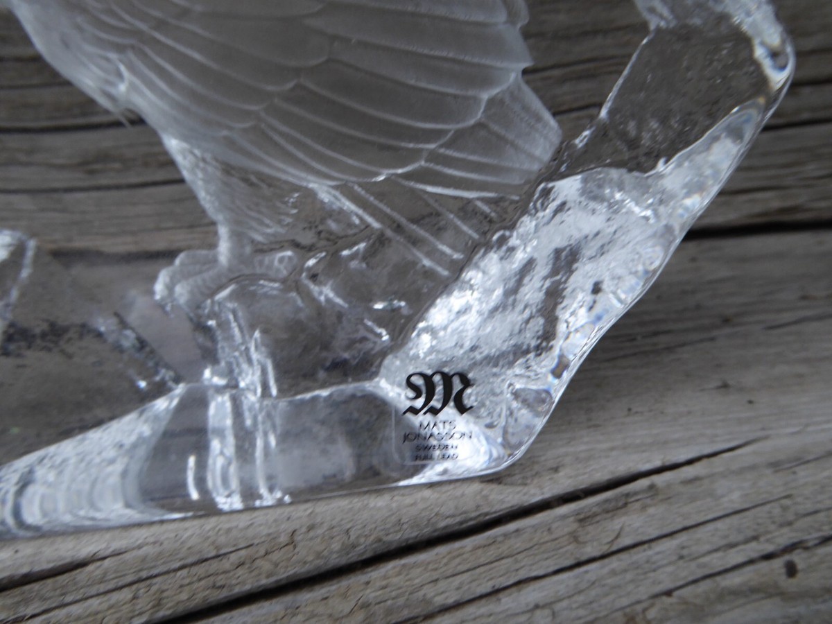 Mats Jonasson Lead Crystal Eagle Sculpture Signed Numbered
