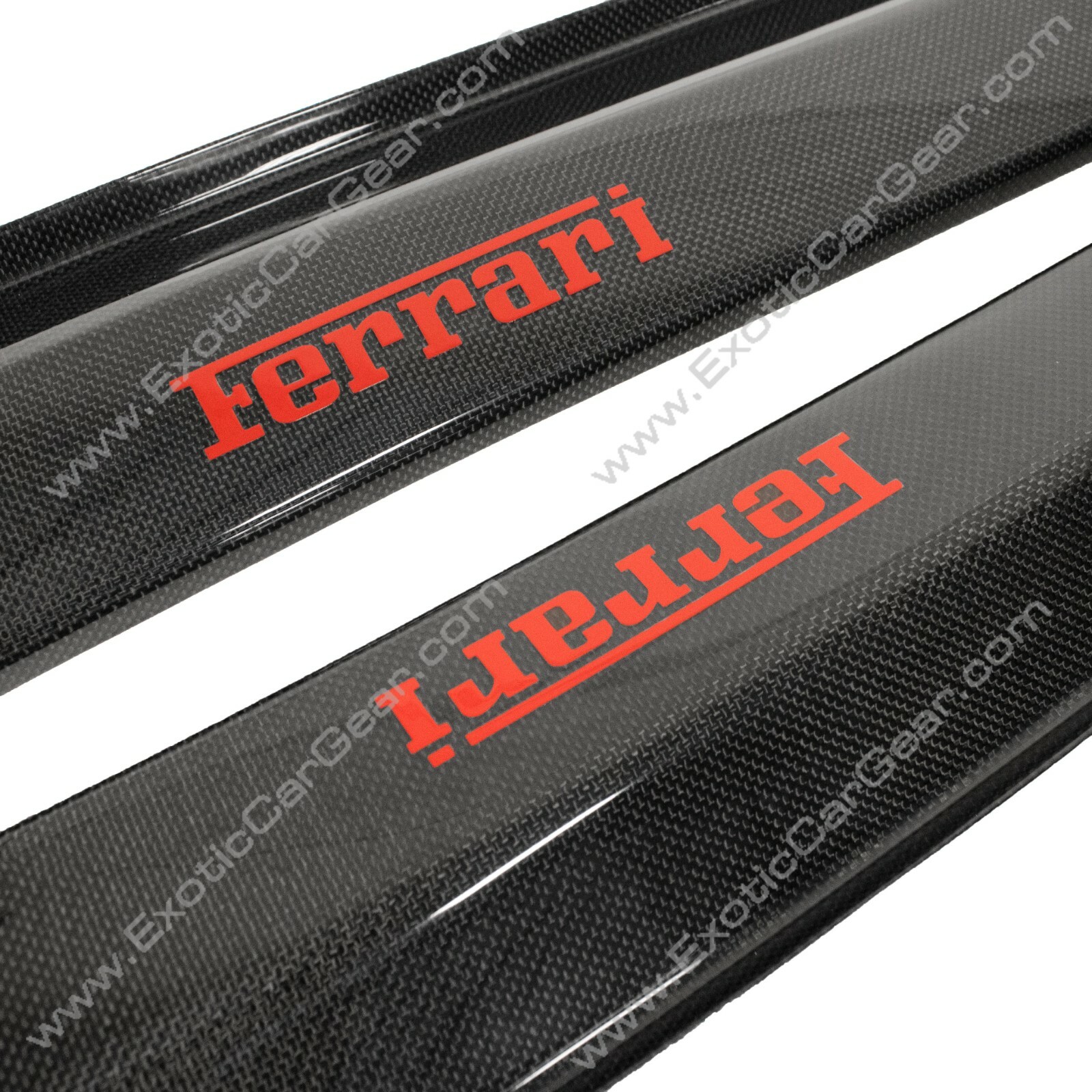 Ferrari 360/ F430 Carbon Fiber Door Sills - Embedded Red " Ferrari" Script 
