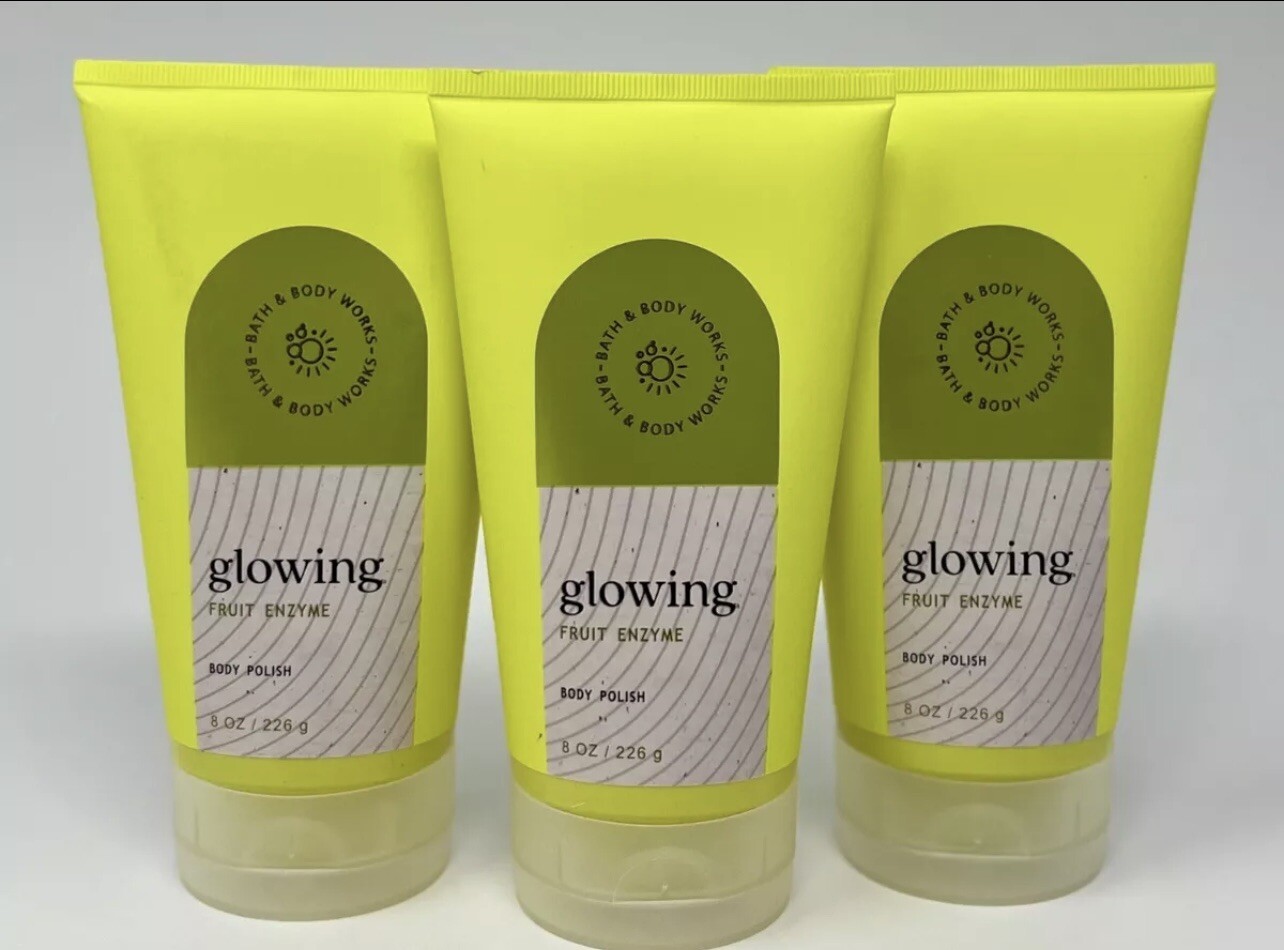 3 GLOWING FRUIT ENZYME EXFOLIATING BODY POLISH Bath Body Works Scrub Wash