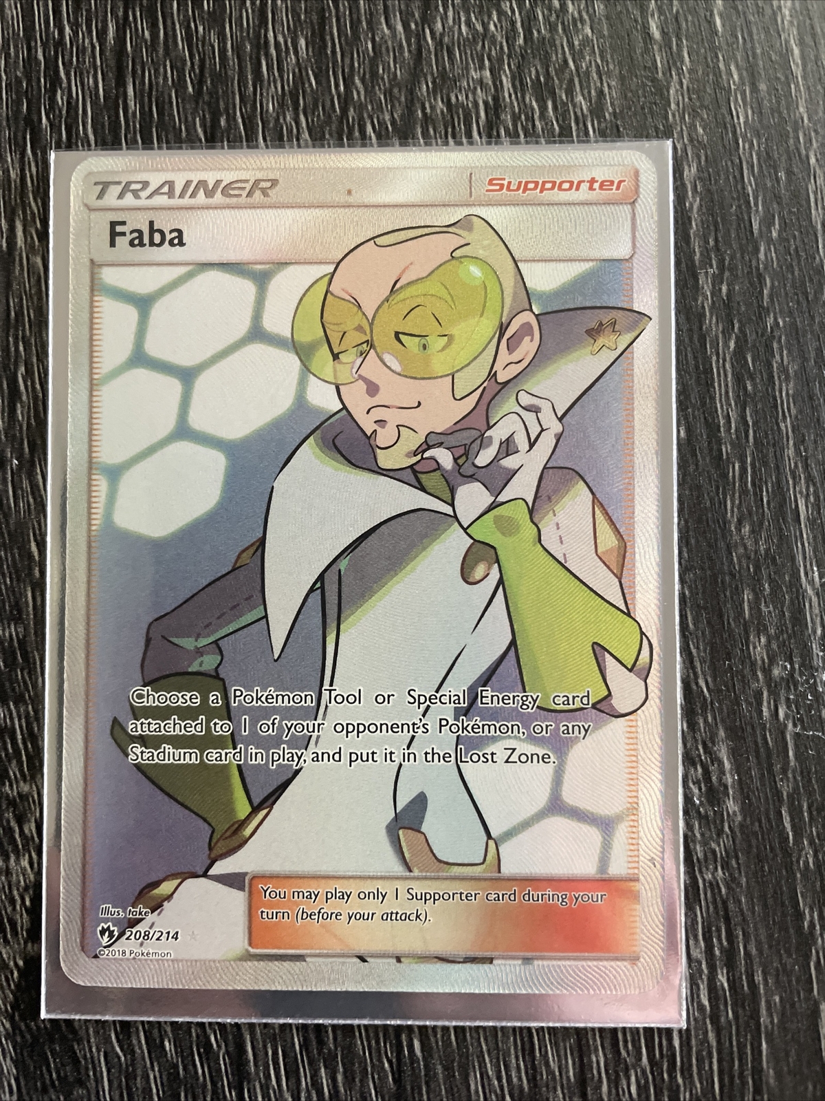 Faba 208/214 Ultra Rare Full Art Pokemon TCG Lost Thunder Near Mint