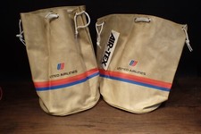 2 Vintage United Airlines Vinyl Carry On Flight Stewardess Drawstring Bag 70s