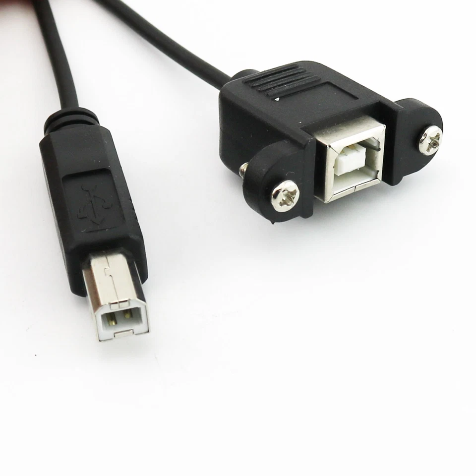 1x USB 2.0 B Female Panel Mount To B Male Extension Coiled Spiral Cable 5ft/1.5m - Image 3 of 4