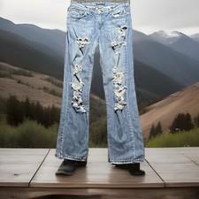 VTG Judy Blue Distressed Jeans Wmn Sz 15 Denim 30x30 USA Made Rare Thrashed 49