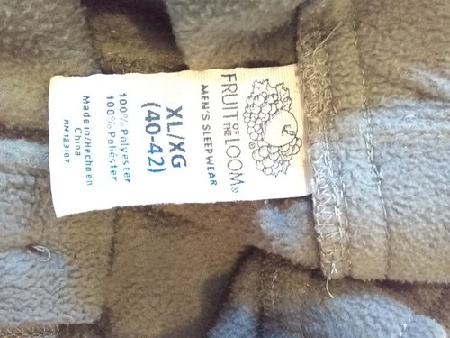 Men's Fruit Of The Loomn XL/XG Sleepwear 40/42 100% Polyester Gray Elastic Waist - Picture 3 of 4