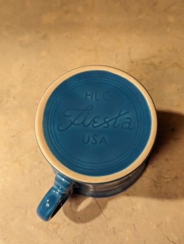 Retired HLC FIESTAWARE USA Tom & Jerry Ring-Handle Mug Peacock Blue Fiesta Cup - Picture 4 of 4
