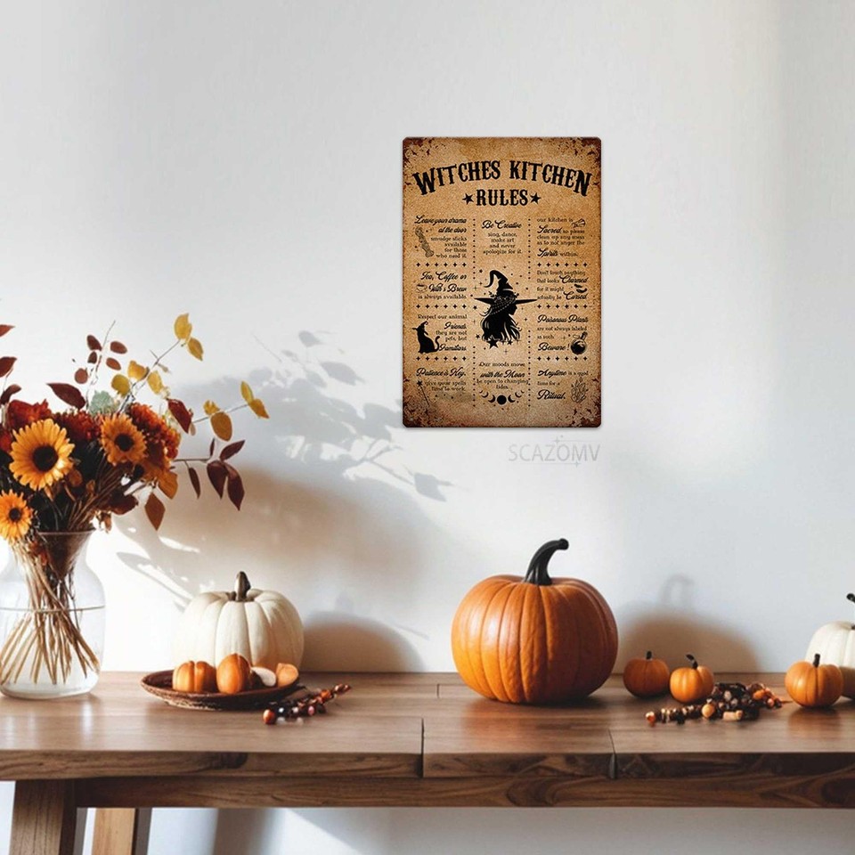 Witches Kitchen Rules Metal Tin Signs Vintage Witches Kitchen Decor