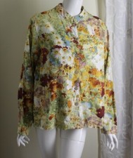 Coldwater Creek Sz M L Garden Party Linen Beautiful Art-to-Wear Jacket Blazer