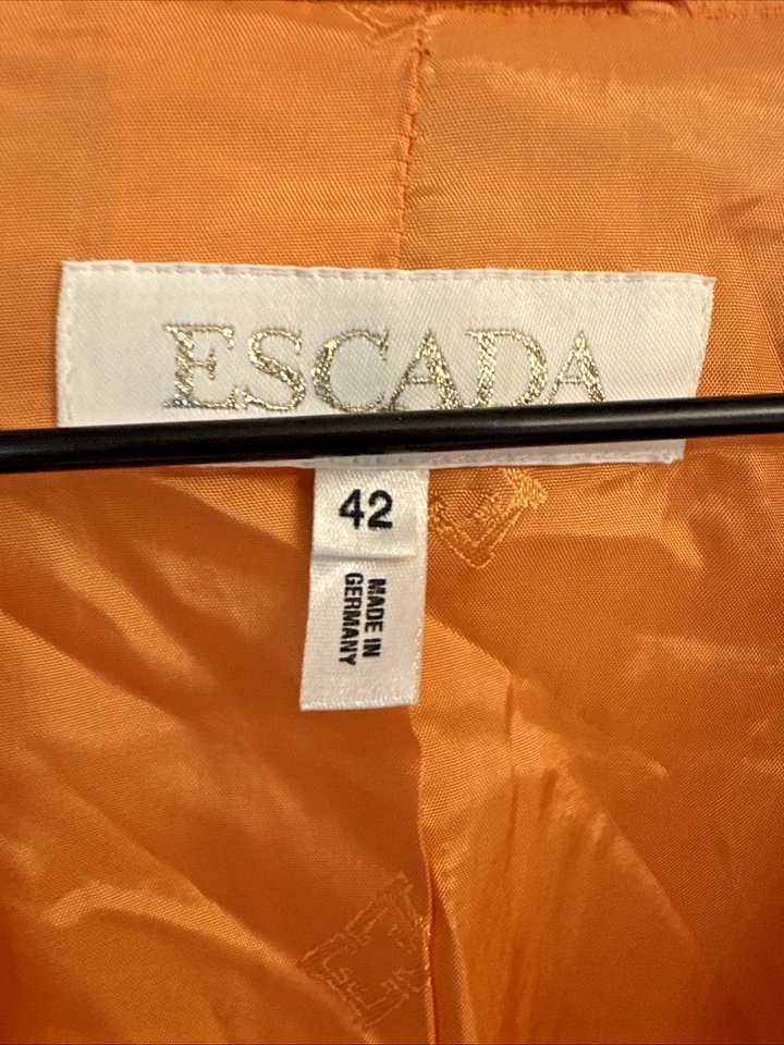 Escada женщин размер DE 42/ США 12 дизайнерский блейзер шерсти с подкладкой оранжевый принцесса покроя - Изображение 3 из 4