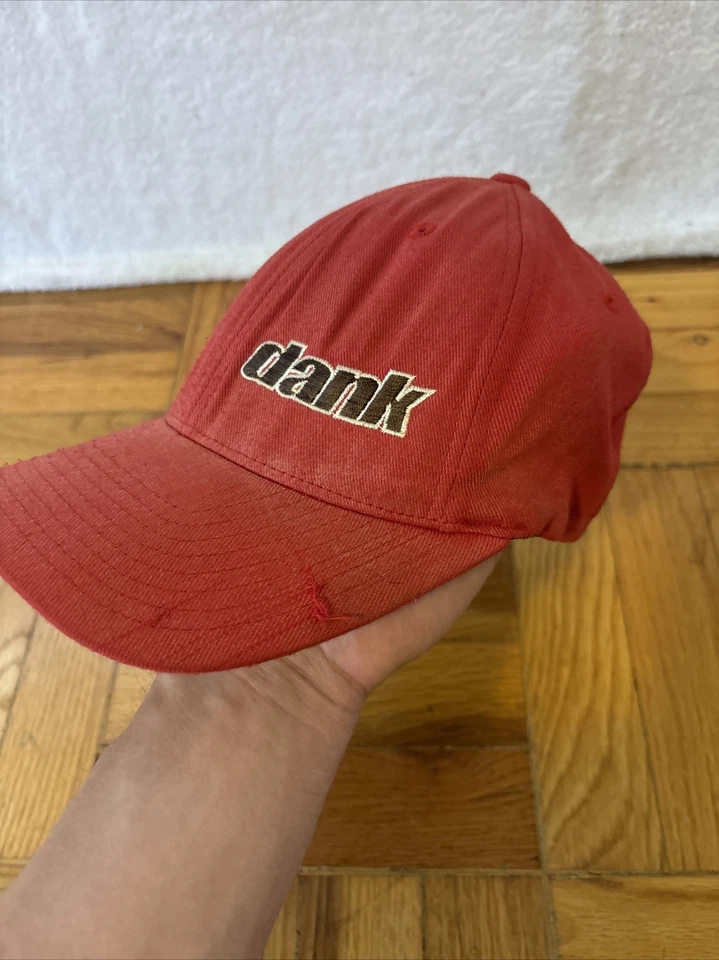 Винтажный DANK Y2K скейтбординга серфинга красный Flex Fit шляпа S/M YUPOONG Бесплатная доставка - Изображение 3 из 4