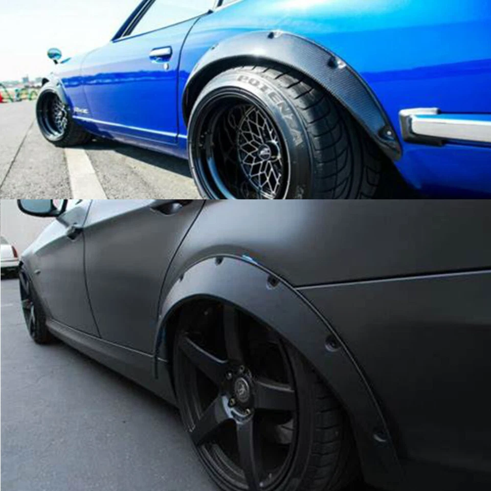 Kit de 4 piezas JDM Universal Guardabarros Llamaradas 35 mm/53 mm Cuerpo Ancho Arcos de Rueda Duradero PU Foto 2 de 4