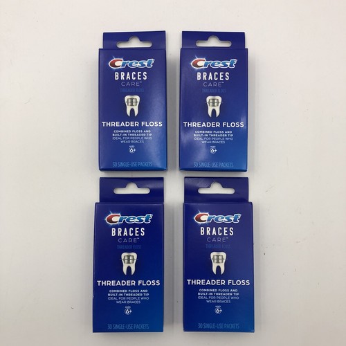 Crest Braces Care LOT OF 4 Threader Floss 30 SingleUse Packets Per Box