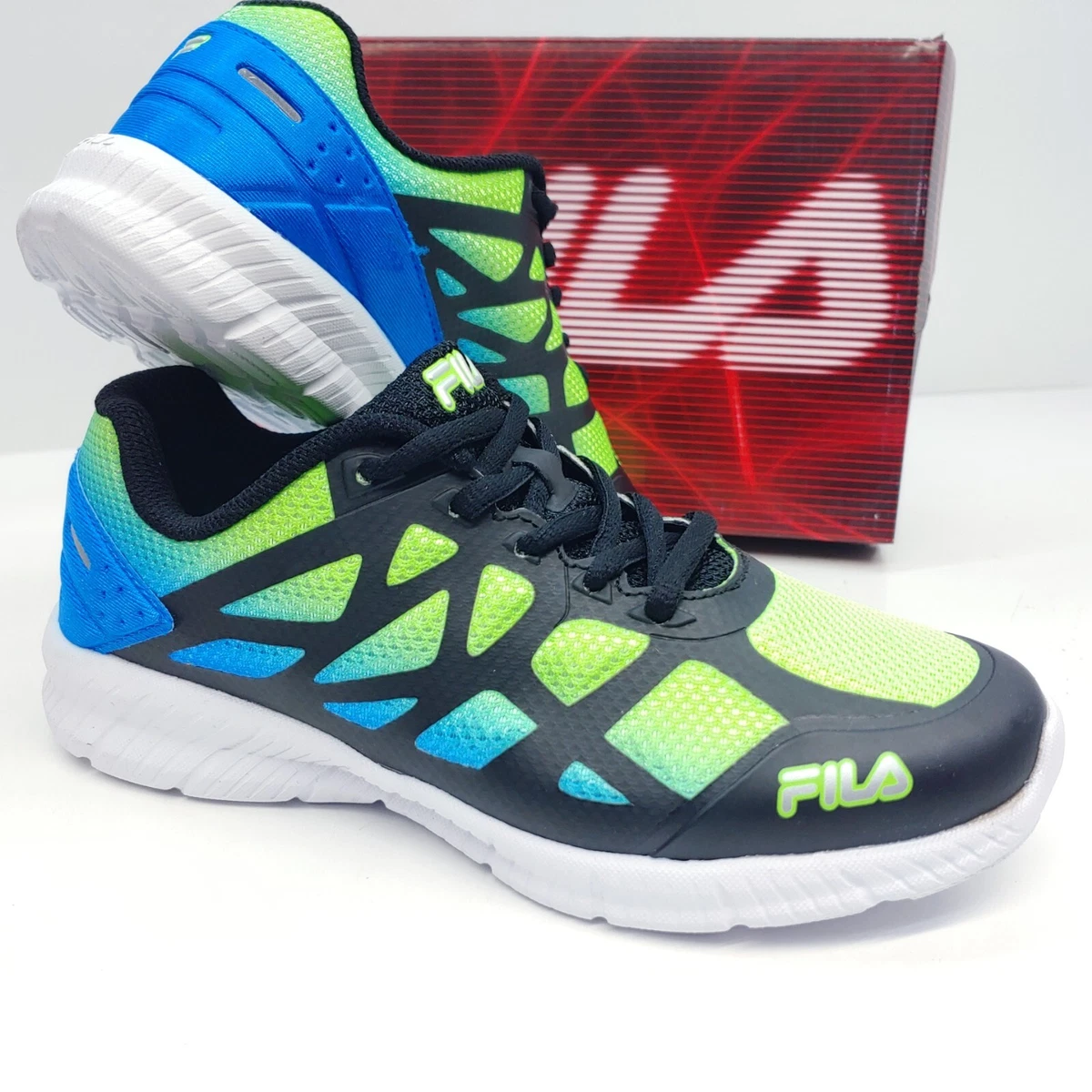 FILA Superstride 2 Boys Youth Size 3 Blue Green Athletic Sneaker
