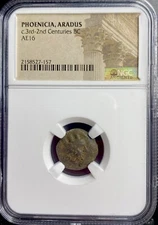 Ancient Phoenician Coin 174-141BC  NGC City of Aradus Tyche Galley Phoenicia