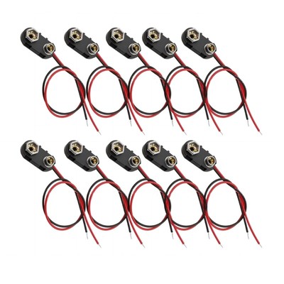 9V Battery Seats Hard Shells 9V Connector Buckle Plastic Housing with 15cm Lead