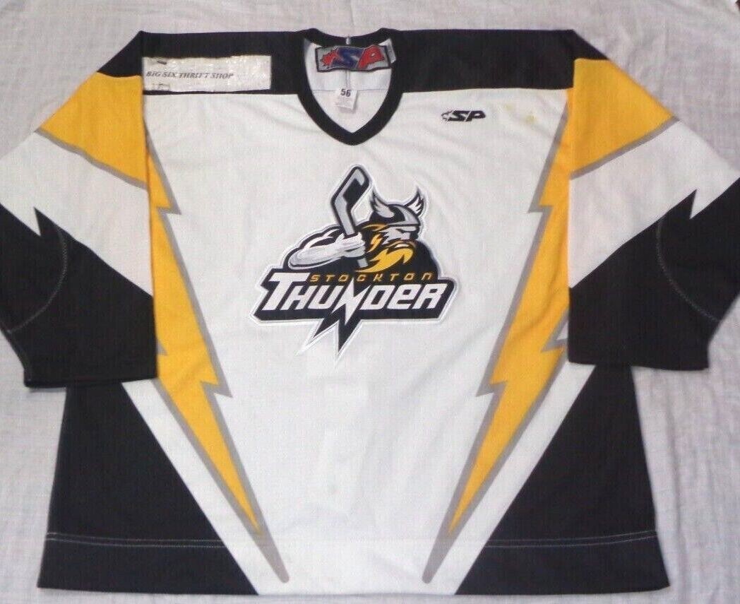 STOCKTON THUNDER SP ECHL HOCKEY JERSEY FIGHT STRAP SIZE 56 ADULT BLANK