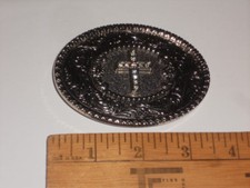 Metal Belt Buckle With Cross Shinny Silver 3 1/2" W X 2 1/2" T NWT