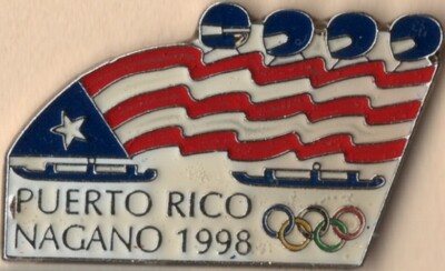 1998 Nagano Puerto Rico Olympic Bobsled Team Games Mark NOC Sports Pin