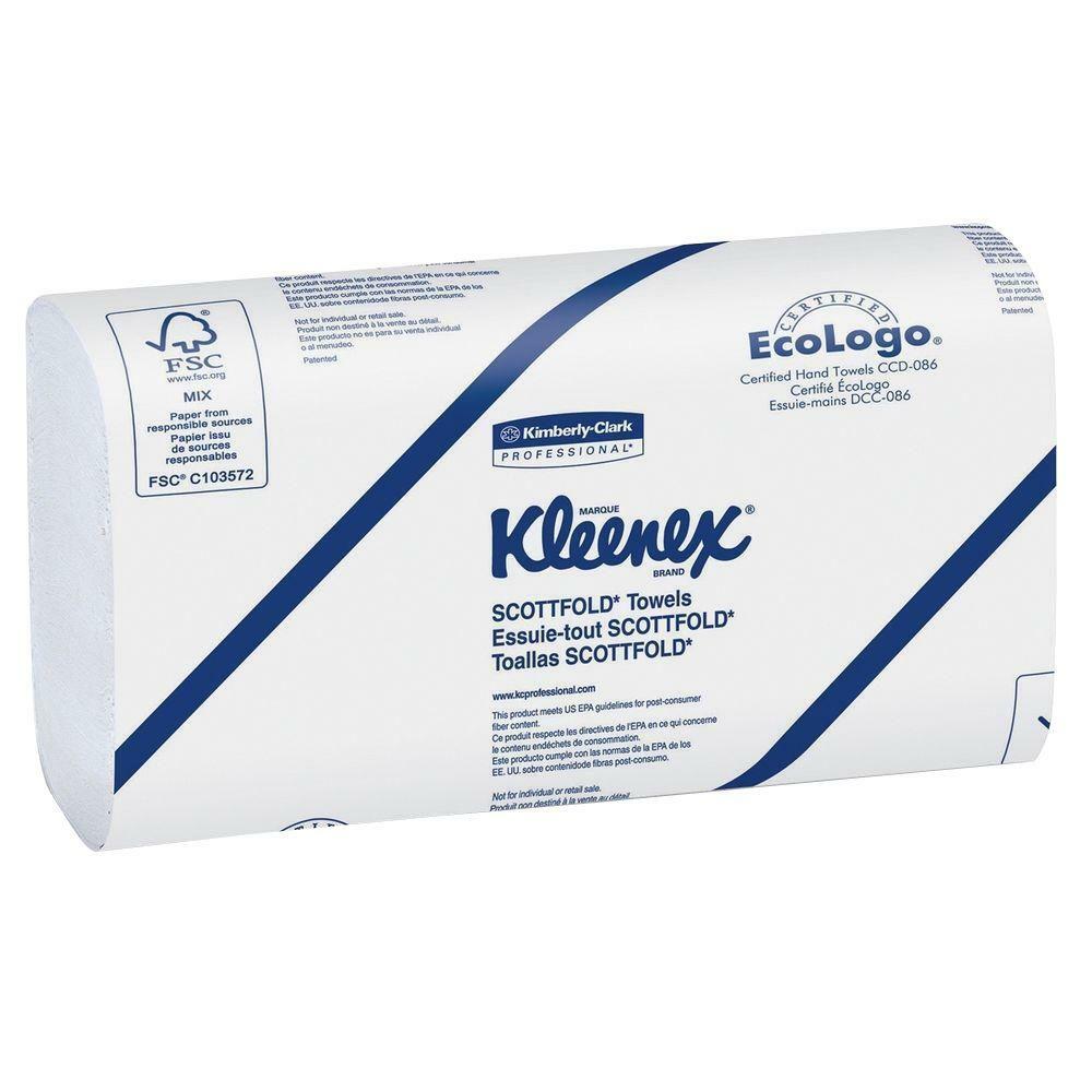 Scott Essential Single-Fold Paper Towels, 9.3x10.5 in, White, 250 Sheets/ Pack, 16 Packs