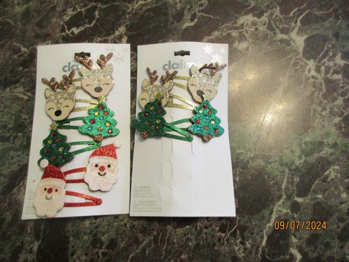 Claire's Girls Christmas Hair Clips Claires Bows Trees Reindeer - Picture 2 of 3