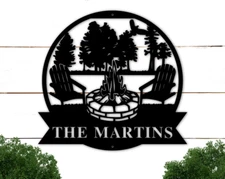 Personalized Campfire Metal Signs, Monogram Wall Decor, Custom Last Name Sign