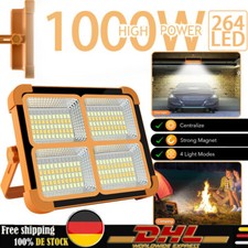 1000W 264 LED Baustrahler Akku Strahler Solar Arbeitsscheinwerfer Fluter Camping