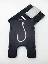 Fish Hook, Aluminum Wallet/Credit Card Holder RFID Protection, Black