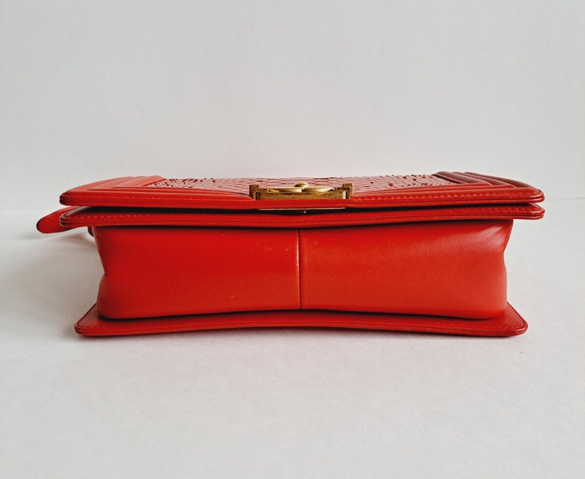 Chanel Red Python Medium Boy Flap Bag - image 14