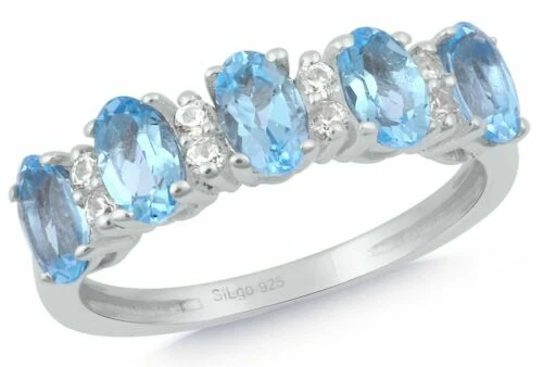 Echtschmuck-Ringe aus Edelstein Oval Topas