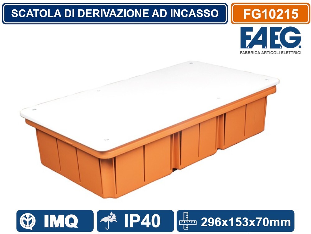CASSETTA DIDERIVAZIONE DAINCASSO PER PARETI INMURATURA 296X153X70 COPERCHIO VITI