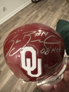 Sam Bradford Oklahoma Sooners Mini Speed Helmet Heisman 2008 Insc