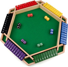 1-6 Players Shut The Box Dice Game, 10 Numbers Traditional Wooden Pub Bar Board