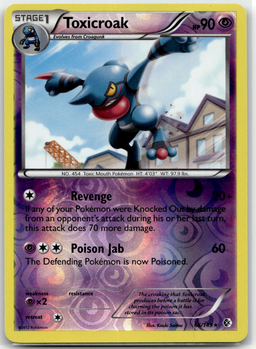 Toxicroak 66/149 Rare Boundaries Crossed Pokemon Reverse Holo LP