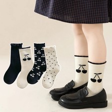 Little Girl Socks Brand New Autumn Kids Knit Soft Fashion Cherry Socks Baby