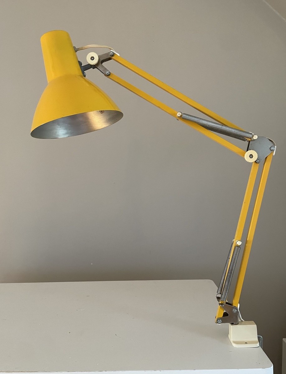 MAXAM Denmark Vintage Yellow Metal Desk Lamp with Clamp Works | eBay