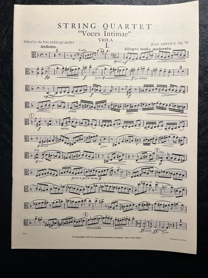 Sibelius String Quartet In D Minor Op 56 "Voces Intimae" Violin, Viola, Cello - Image 4 of 4