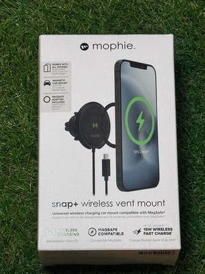 mophie snap+ wireless charging car vent mount, 15W wireless fast charge, MagSafe