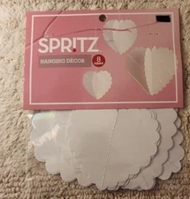 8ct Heart Multipack White Hanging Decor - Spritz