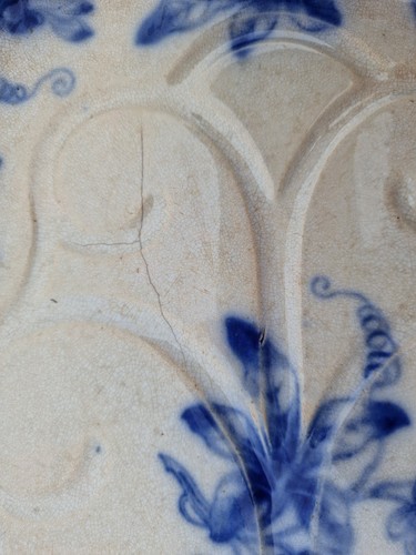 Antique Victorian Minton Flow Blue Meat Platter Large Passion Flower Serving (photo 3)