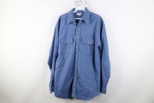 Vtg 70s Five Brother Mens Large Tall Faded Heavy Chamois Cloth Button Shirt USA