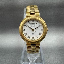 Seiko SQ Watch Women 24mm White Dial Gold Tone Daydate Round 3Y03-0200 New Batt