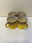 Vintage Fire-King Kimberly Mugs Yellow Ombre'  Set of 4 Diamond Milk Glass